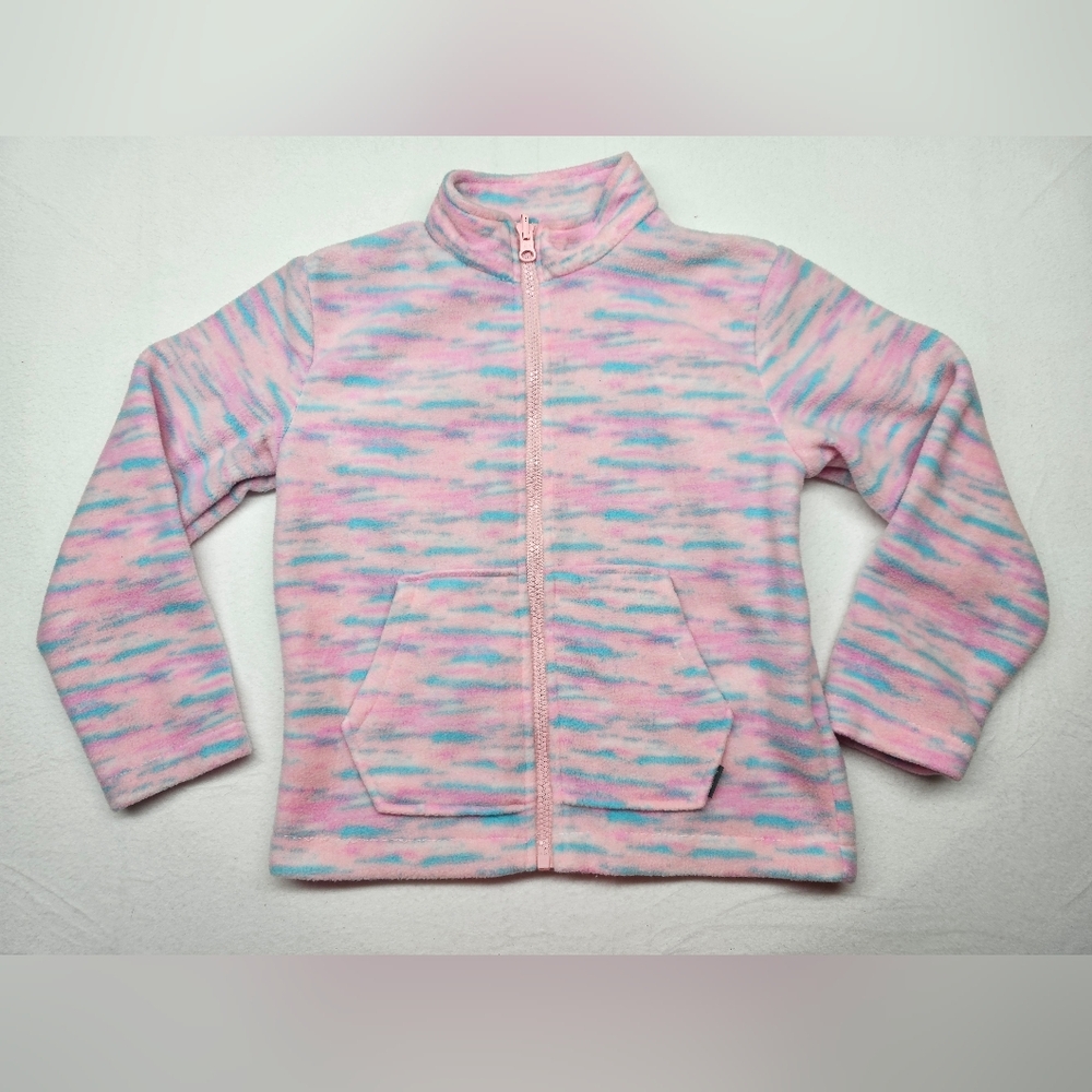 Eddie Bauer Kids XS (5/6) Pink Blue‎ Fuzzy Fleece Full Zip Jacket